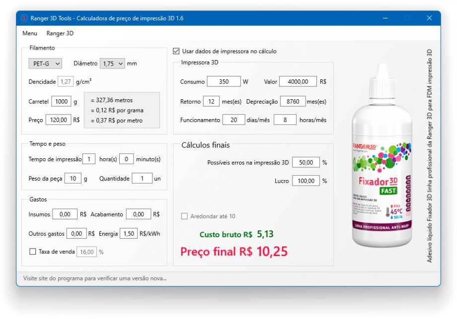 Calculadora de preço de impressão 3D